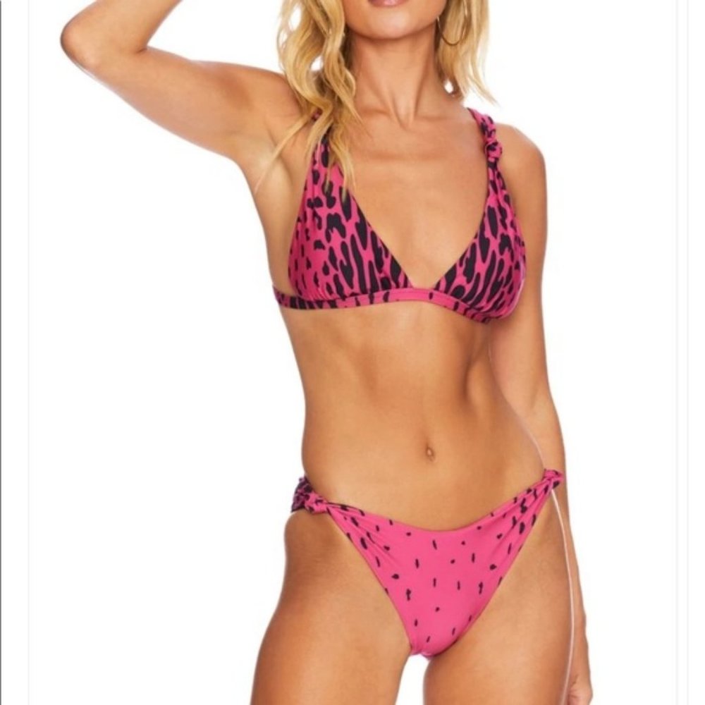 Beach Riot Knotty Bottom Fuschia Purple Cheetah